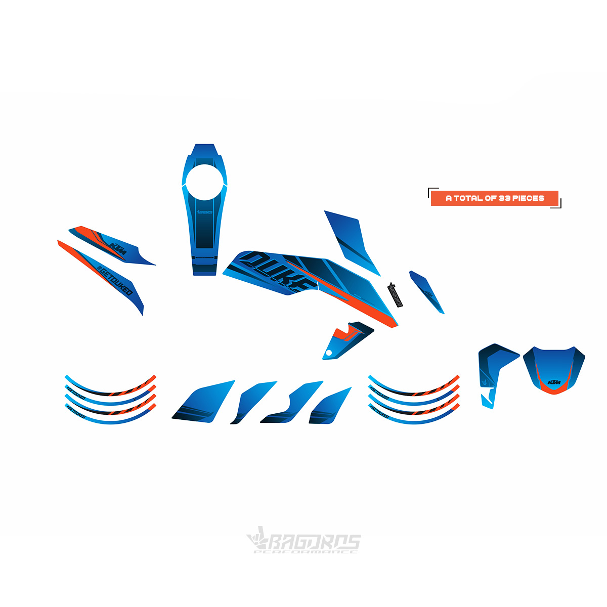Sticker kit for KTM DUKE 125 / 200 / 250 / 390 MY 2017+ | THE BLADE BLUE
