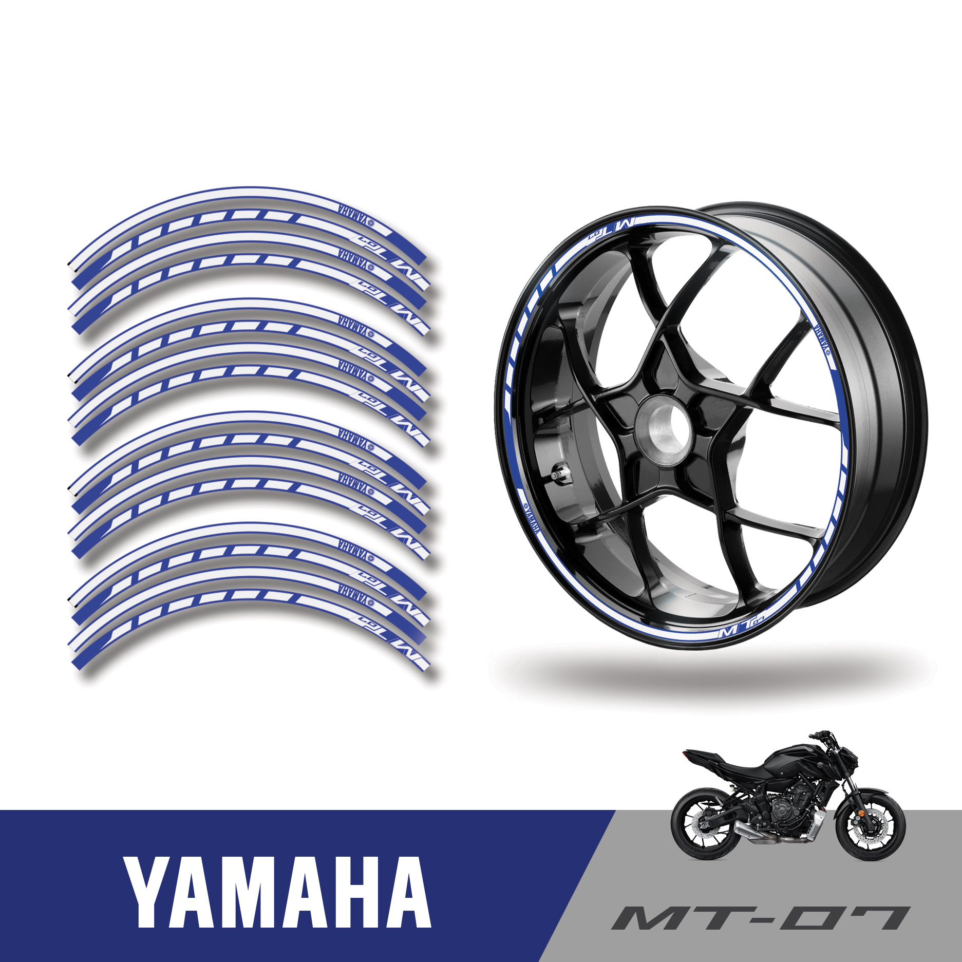 Rim Stickers For YAMAHA MT-07 FZ-07 Blue-White – Bagoros Performance