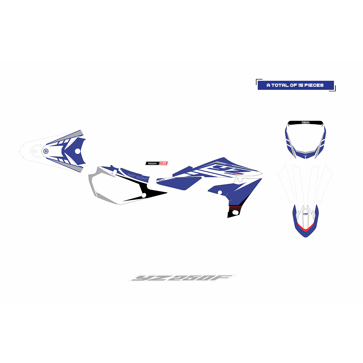 Sticker kit for YAMAHA YZ 250F | Dirty Bastard - Blue (Starter Kit)